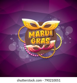 vector new orleans mardi gras vector violet background with blur lights, carnival mask and text. vector mardi gras party or fat tuesday purple poster design template with space for text