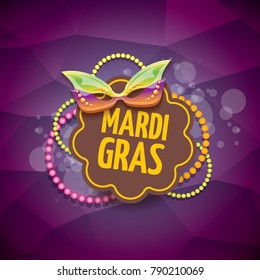 vector new orleans mardi gras vector violet background with blur lights, carnival mask and text. vector mardi gras party or fat tuesday purple poster design template with space for text
