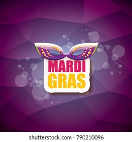 vector new orleans mardi gras vector violet background with blur lights, carnival mask and text. vector mardi gras party or fat tuesday purple poster design template with space for text
