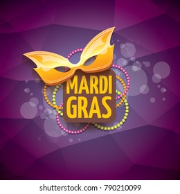 vector new orleans mardi gras vector violet background with blur lights, carnival mask and text. vector mardi gras party or fat tuesday purple poster design template with space for text