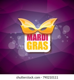 vector new orleans mardi gras vector violet background with blur lights, carnival mask and text. vector mardi gras party or fat tuesday purple poster design template with space for text