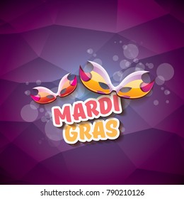 vector new orleans mardi gras vector violet background with blur lights, carnival mask and text. vector mardi gras party or fat tuesday purple poster design template with space for text