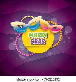 vector new orleans mardi gras vector violet background with blur lights, carnival mask and text. vector mardi gras party or fat tuesday purple poster design template with space for text