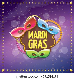 vector new orleans mardi gras vector violet background with golden stars, blur lights, carnival mask and text. vector mardi gras party or fat tuesday purple poster design template with space for text