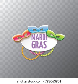 vector new orleans mardi gras carnival  label with mask and text on transparent background. vector mardi gras party or fat tuesday poster design template with space for text