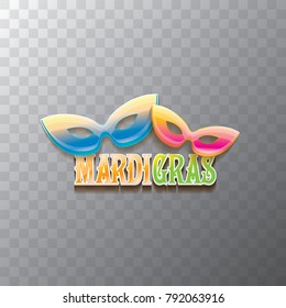 vector new orleans mardi gras carnival  label with mask and text on transparent background. vector mardi gras party or fat tuesday poster design template with space for text