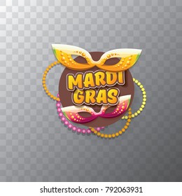 vector new orleans mardi gras carnival  label with mask and text on transparent background. vector mardi gras party or fat tuesday poster design template with space for text