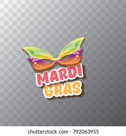 vector new orleans mardi gras carnival  label with mask and text on transparent background. vector mardi gras party or fat tuesday poster design template with space for text