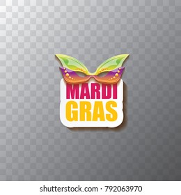 vector new orleans mardi gras carnival  label with mask and text on transparent background. vector mardi gras party or fat tuesday poster design template with space for text