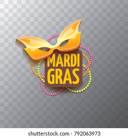 vector new orleans mardi gras carnival  label with mask and text on transparent background. vector mardi gras party or fat tuesday poster design template with space for text