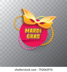 vector new orleans mardi gras carnival  label with mask and text on transparent background. vector mardi gras party or fat tuesday poster design template with space for text