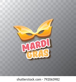 vector new orleans mardi gras carnival  label with mask and text on transparent background. vector mardi gras party or fat tuesday poster design template with space for text