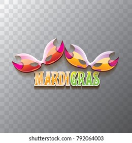 vector new orleans mardi gras carnival  label with mask and text on transparent background. vector mardi gras party or fat tuesday poster design template with space for text