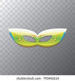 vector new orleans mardi gras green carnival mask isolated on transparent background. vector mardi gras party or fat tuesday poster design element