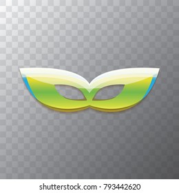 vector new orleans mardi gras green carnival mask isolated on transparent background. vector mardi gras party or fat tuesday poster design element