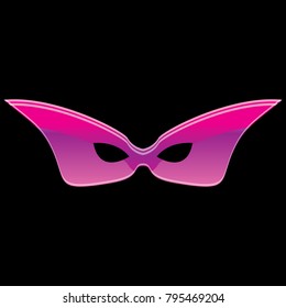vector new orleans mardi gras purple carnival mask isolated on black background. vector mardi gras party or fat tuesday poster design element