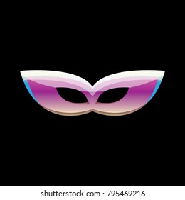 vector new orleans mardi gras purple carnival mask isolated on black background. vector mardi gras party or fat tuesday poster design element