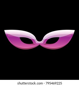 vector new orleans mardi gras purple carnival mask isolated on black background. vector mardi gras party or fat tuesday poster design element