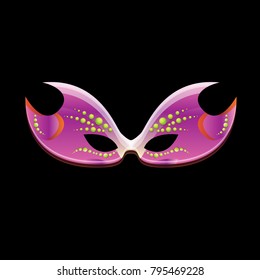 vector new orleans mardi gras purple carnival mask isolated on black background. vector mardi gras party or fat tuesday poster design element