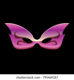 vector new orleans mardi gras purple carnival mask isolated on black background. vector mardi gras party or fat tuesday poster design element