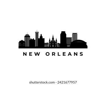 Vector New Orleans skyline. Travel New Orleans famous landmarks. Business and tourism concept for presentation, banner, web site.