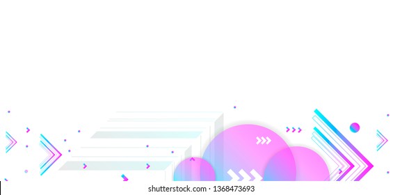 Vector new realistic and futuristic foil minimal geometric white background with bright light planets and stars