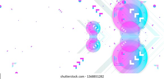 Vector new realistic and futuristic foil minimal geometric white background with bright light planets and stars blue. Banner with neon light 3d landing