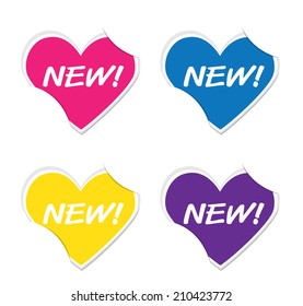 Vector - New sign icon valentine heart stickers.  