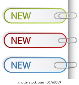 vector new sign labels with paperclips
