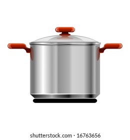 vector new silver pan tableware for cooking isolated on white background