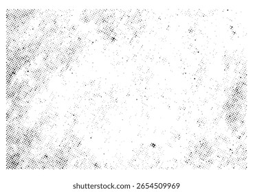 Vector new style halftone dots modern grunge texture. Black Ink splatter brush stroke on black halftone dots abstract white background