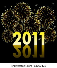 vector new year 2011 with fireworks