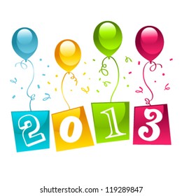 Vector new year 2013 greeting cards with colorful balloons.