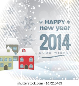 vector new year 2014 design with colorful house