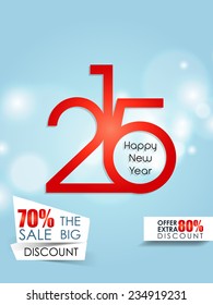 Vector New year 2015 flyer for discount sale and offers with stylish text.