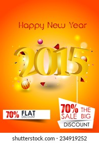 Vector New year 2015 flyer for discount sale and offers with stylish text.