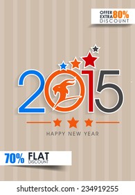 Vector New year 2015 flyer for discount sale and offers with stylish text.