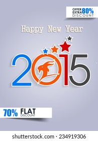 Vector New year 2015 flyer for discount sale and offers with stylish text.