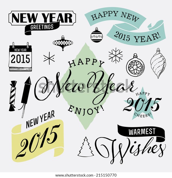 Vector New Year 2015 Text Decorations Stock Vector Royalty Free