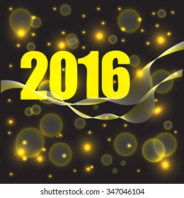 Vector new year 2016 - golden lights and the tape