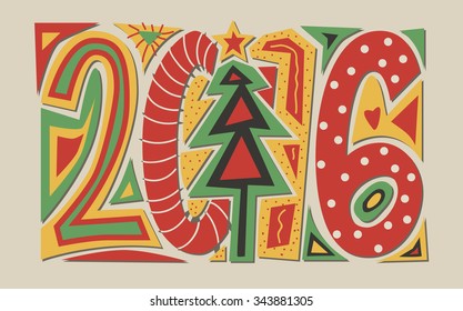 vector new year 2016 greeting card