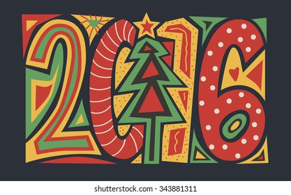vector new year 2016 greeting card
