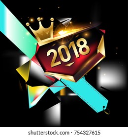 Vector New Year 2018 Poster and Calendar Cover. New Year Greeting Card and Background.