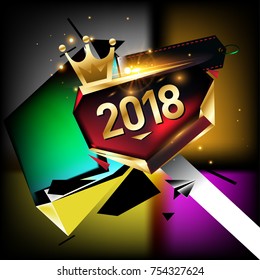 Vector New Year 2018 Poster and Calendar Cover. New Year Greeting Card and Background.