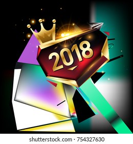 Vector New Year 2018 Poster and Calendar Cover. New Year Greeting Card and Background.