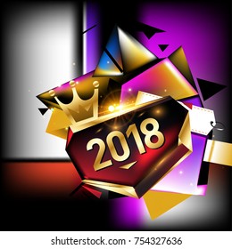 Vector New Year 2018 Poster and Calendar Cover. New Year Greeting Card and Background.