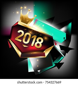 Vector New Year 2018 Poster and Calendar Cover. New Year Greeting Card and Background.
