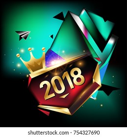 Vector New Year 2018 Poster and Calendar Cover. New Year Greeting Card and Background.