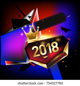 Vector New Year 2018 Poster and Calendar Cover. New Year Greeting Card and Background.