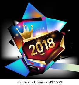 Vector New Year 2018 Poster and Calendar Cover. New Year Greeting Card and Background.